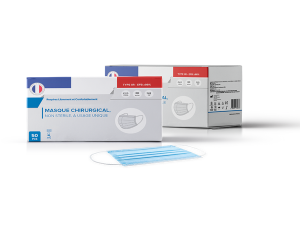 Masque chirurgical Fabrication Française  1carton = 40 boîtes = 2000 masques
